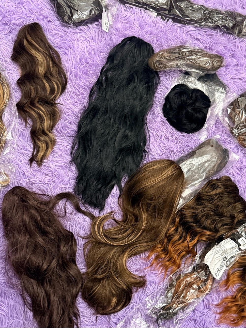 Assorted lot Women’s Hairpieces and Extensions - Black, Brown, Blonde Highlights